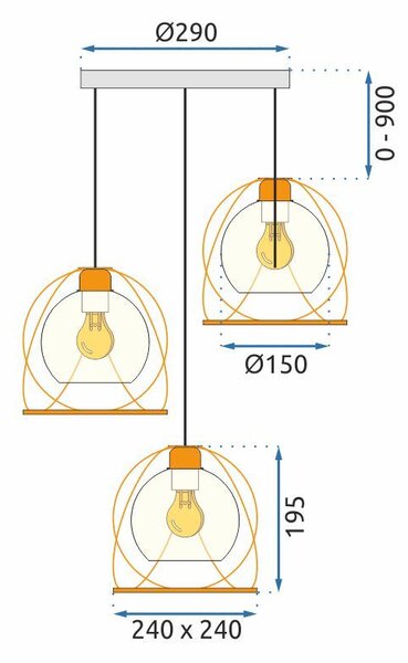 Steklene krogle Stropna svetilka APP1137-3C Black Gold