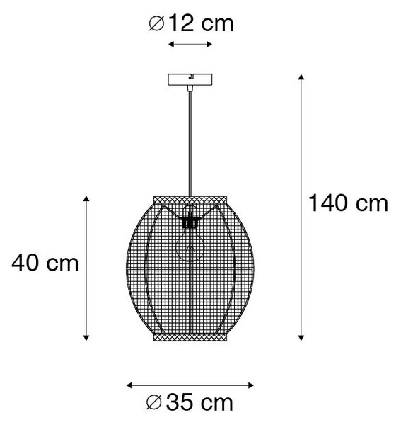 Vzhodna viseča svetilka rjava 35 cm - Rob