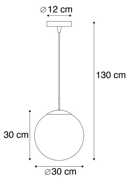 Art Deco viseča svetilka bakrena s prozornim steklom 30 cm - krogla 30