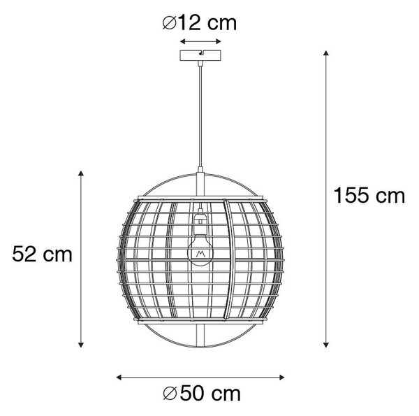 Vzhodna viseča svetilka rjava 50 cm - Pascal