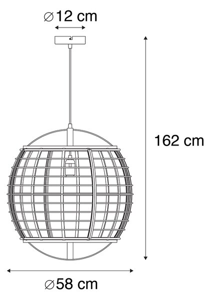 Vzhodna viseča svetilka rjava 58 cm - Pascal