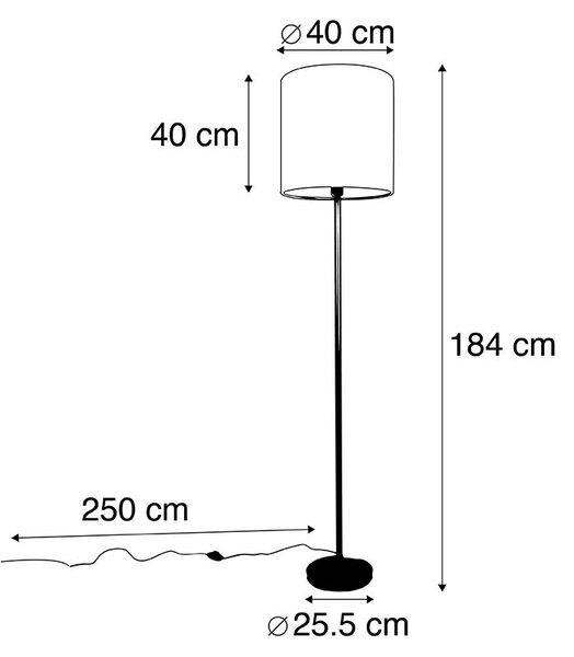 Moderne vloerlamp zwart met beige bouclé kap 40cm - Simplo