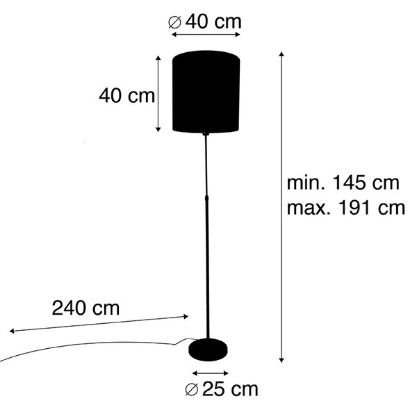 Stoječa svetilka črna senca pav dizajn rdeča 40 cm - Parte