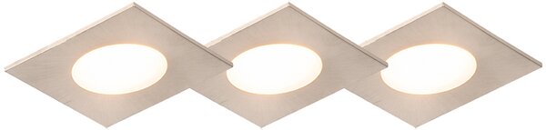 Set 3 kvadratnih vgradnih reflektorjev iz jekla, vključno z LED IP65 - Simply