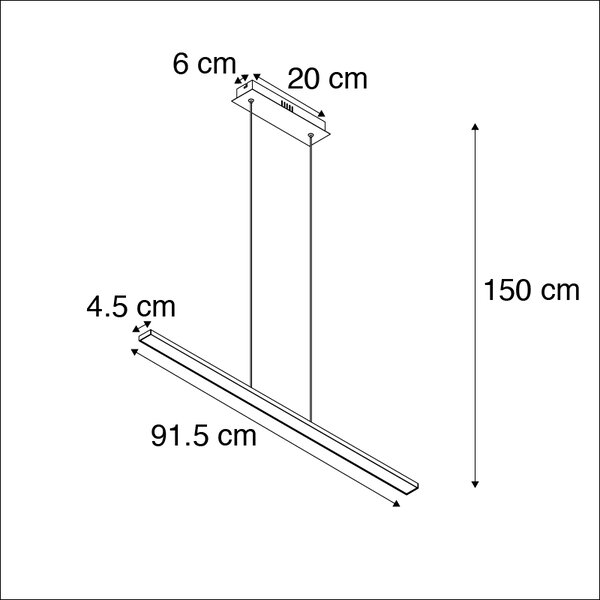 Sodobna viseča svetilka črna 90 cm z LED - banda