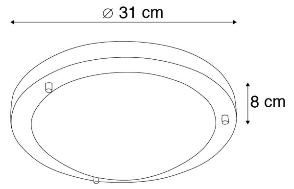 Pametna stropna svetilka jeklo 31 cm z WiFi A60 IP44 - Yuma