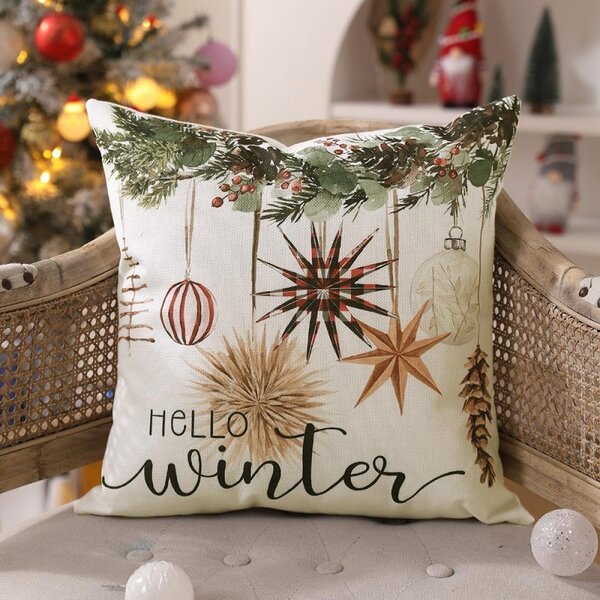 Božična prevleka za vzglavnik BOHO WINTER 45 x 45 cm, smetanasta