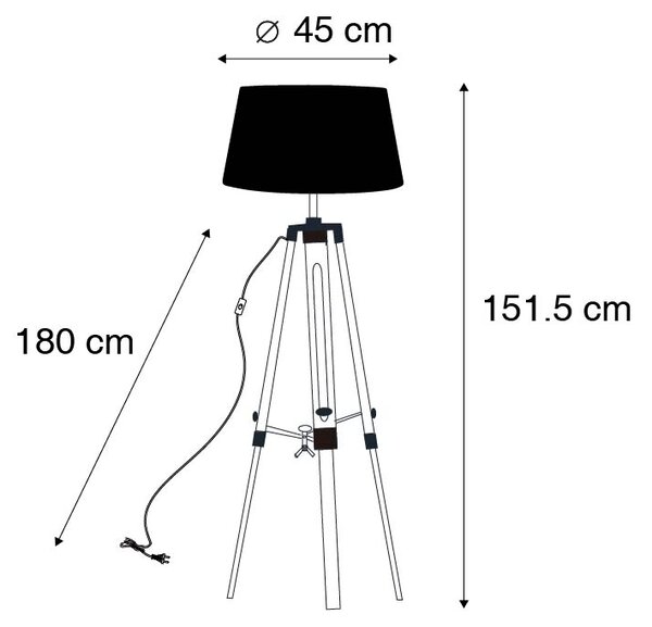 Stoječa svetilka naravna z belim platnenim senčilom 45 cm - Stojalo