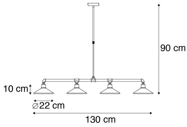 Industrijska viseča svetilka črna - 4 laser