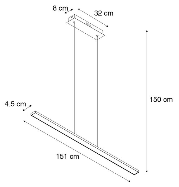 Moderna črna viseča svetilka 150 cm z LED - Banda