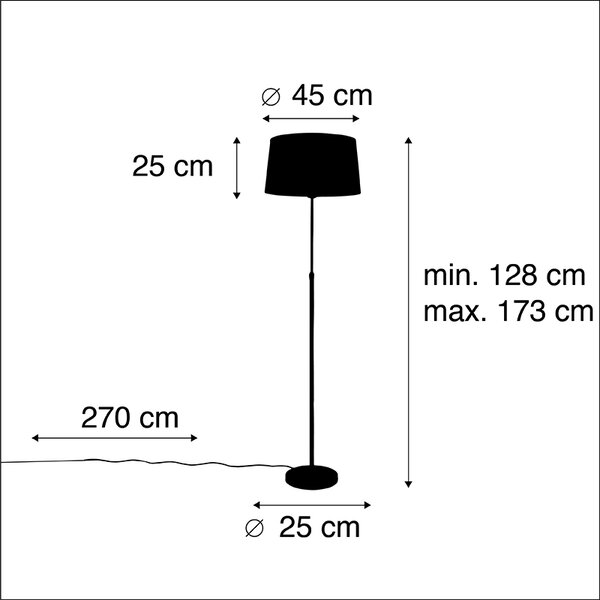 Stoječa svetilka črna s črnim lanenim odtenkom 45 cm nastavljiv - Parte