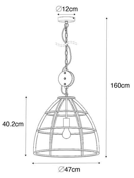 Industrijska viseča svetilka temno siva z lesom 47 cm - Arthur