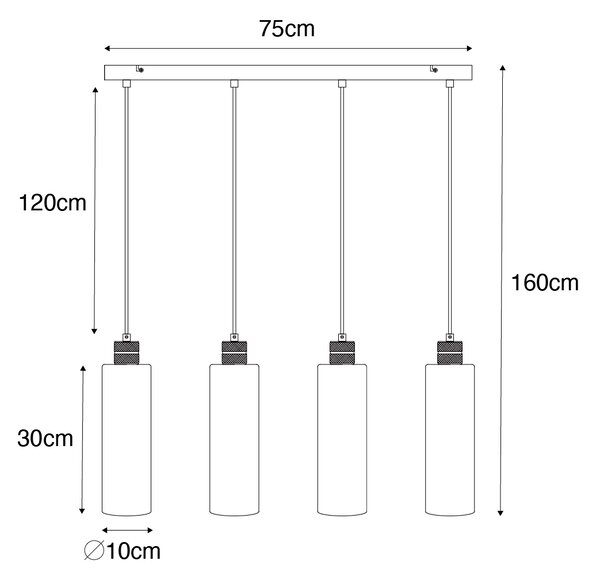 Moderna viseča svetilka črna z dimnim steklom 4 lučke - Stavelot