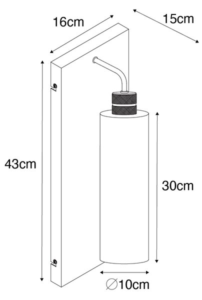 Moderna stenska svetilka črna z dimnim steklom - Stavelot