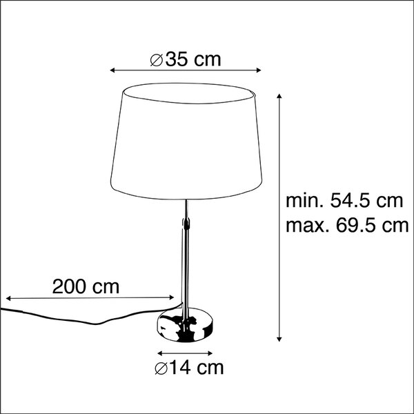 Namizna svetilka zlata / medenina s platnenim odtenkom bela 35 cm - Parte