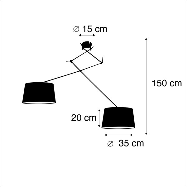 Viseča svetilka s platnenimi senčili črna 35 cm - Blitz II jeklo