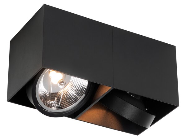 Design spot črna pravokotna AR111 2-light - Box