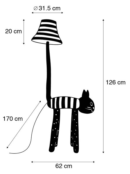 Otroška stoječa svetilka mačka s črtami - Luna