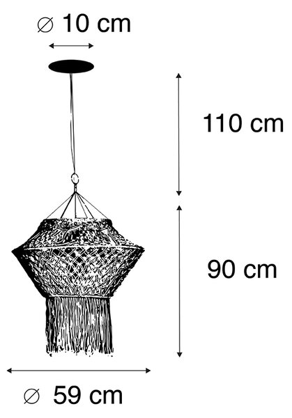 Državna viseča svetilka macramé 90 cm - vrvica