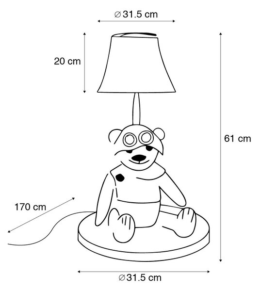 Otroška namizna svetilka medved rjave barve - Charles