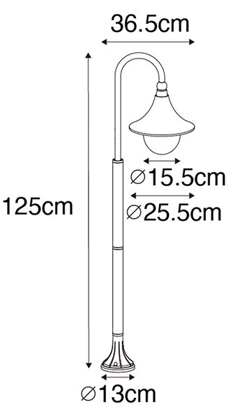 Pametna zunanja lanterna črna 125 cm IP44 vključno z WiFi A60 - Daphne