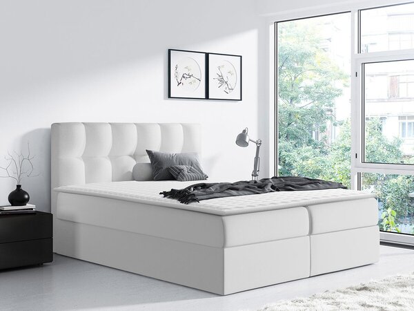 Boxspring postelja Baltimore 128, 120x200, Eko usnje, Posteljno dno, 126x208x103cm, Vzmetnica