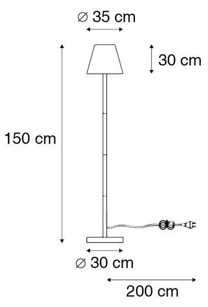 Zunanja talna svetilka črna z belo senco 35 cm IP65 - Virginia