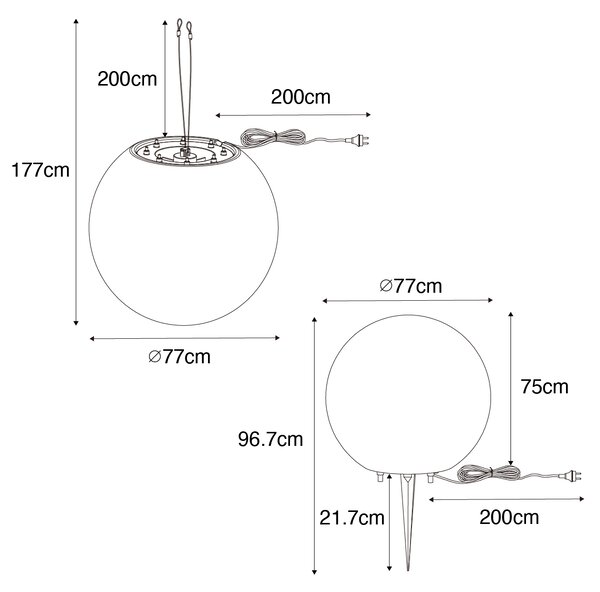 Pametna zunanja svetilka bela 77 cm IP65 vklj. LED - Nura