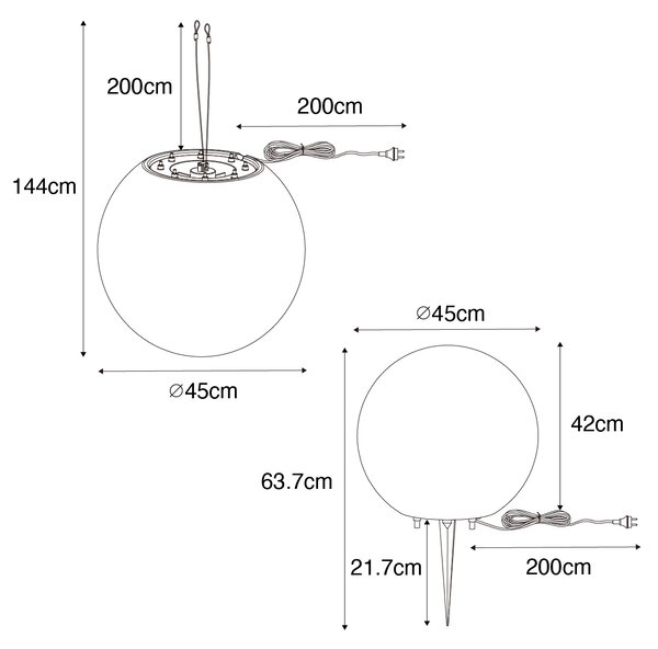 Pametna zunanja svetilka bela 45 cm IP65 vklj. LED - Nura