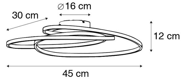 Stropna svetilka bela 45 cm z LED 3 stopnjami zatemnitve - Rowin