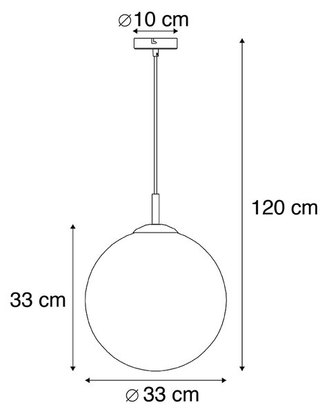 Art deco viseča svetilka medenina z oceansko modrim steklom 33 cm - Pallon