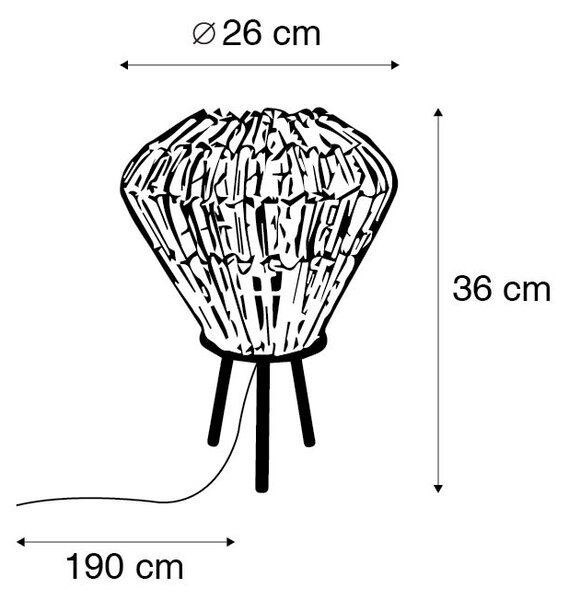 Podeželska namizna svetilka stativ bambus z belo - Canna Diamond