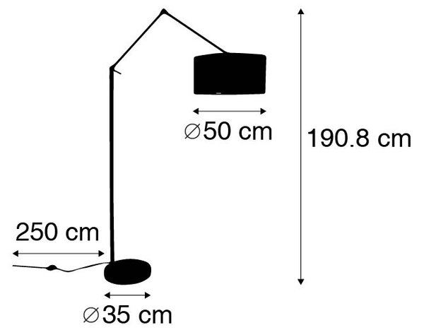 Moderna talna svetilka črna platnena senčnik rumena 50 cm - Editor