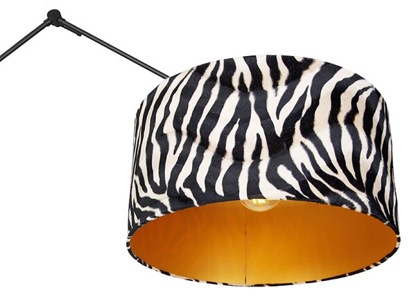 Moderna talna svetilka črn senčnik zebra design 50 cm - Editor