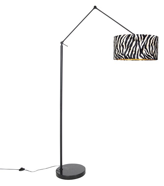 Moderna talna svetilka črn senčnik zebra design 50 cm - Editor