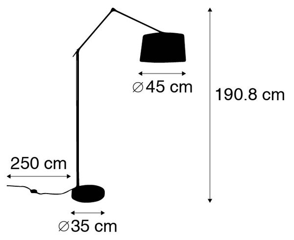 Moderna talna svetilka jekleno platneno senčnik črn 45 cm - Editor