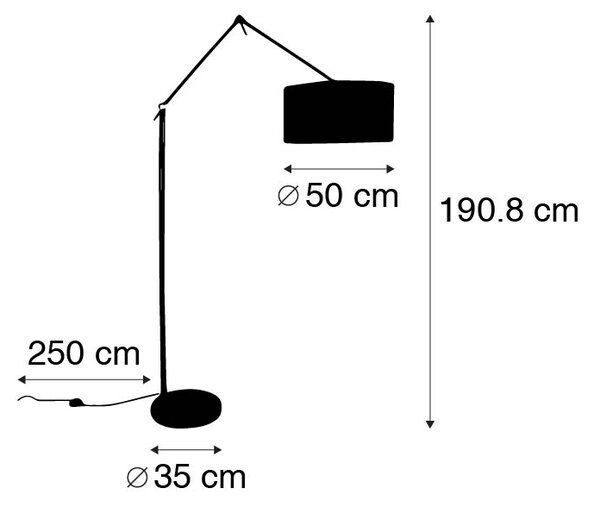 Moderna talna svetilka zlato žametno senčnik siva 50 cm - Editor