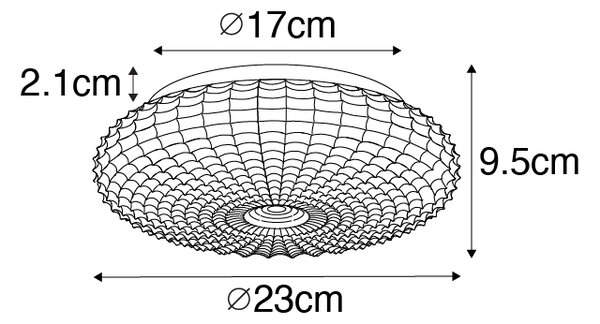 Klasična stropna svetilka črna z dimnim steklom 23 cm IP44 - Nohmi