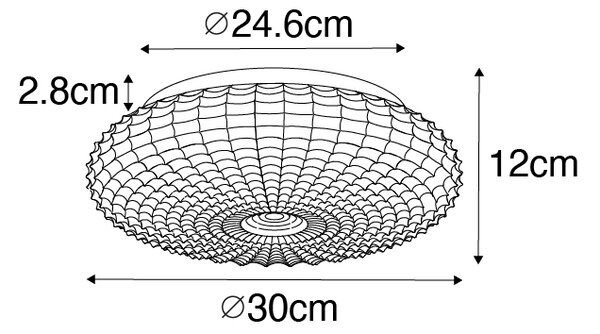 Klasična stropna svetilka črna z opalnim steklom 30 cm IP44 - Nohmi