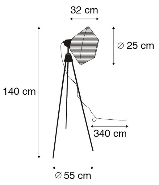 Podeželska talna svetilka s trinožno vrvjo - Jenthe