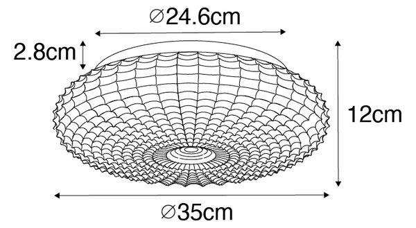 Klasična stropna svetilka črna z opalnim steklom 35 cm IP44 - Nohmi