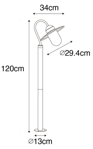 Moderna stoječa zunanja svetilka temno siva 120 cm IP44 - Kansas