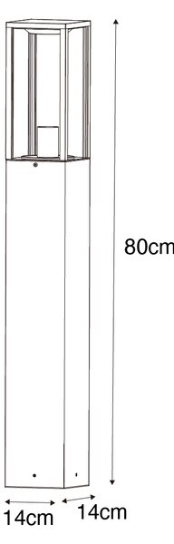 Stoječa zunanja svetilka črna z dimom 80 cm IP44 - Charlois