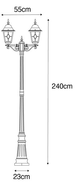 Vintage zunanja svetilka starinsko zlato 240 cm 2 luči - Antigua