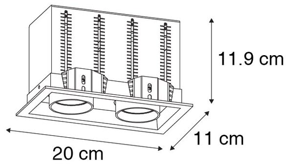 Moderna vgradna točkovno črna nastavljiva 2-luč - streha