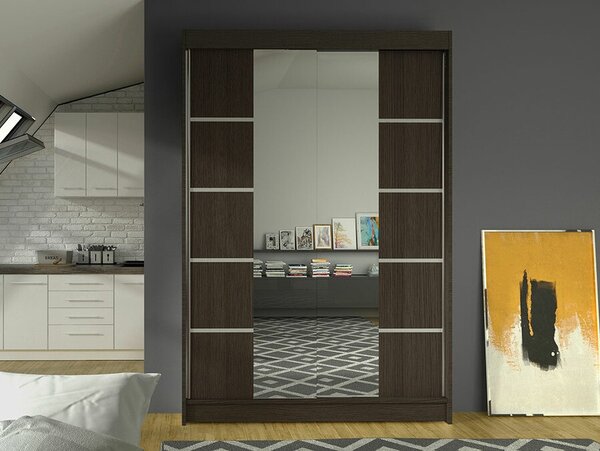 Garderobna omara Atlanta 151, Temen hrast, 200x120x58cm, Vrata omare: Drsna