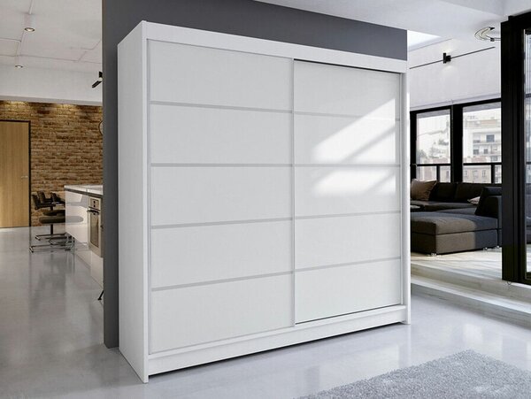 Garderobna omara Atlanta 153, Bela, 215x180x58cm, Vrata omare: Drsna