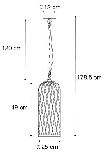 Podeželska zunanja viseča svetilka ratan 25 cm - Calamus