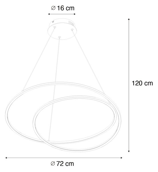 Dizajnerska viseča svetilka zlata 72 cm z LED 3-stopenjsko zatemnitvijo - Rowan