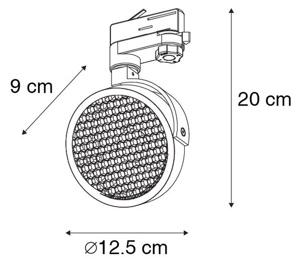 Tirni reflektor črn za 3-fazni tir GU10 111 mm - 3-fazni Master Honey